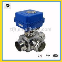 DC24V 3-way L fluxo de classe alimentar motor SS304 / SS316 válvula com indicador de posição